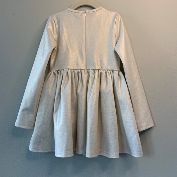 BARDOT JUNIOR Shimmer Party Dress Girls 6 NEW Big Bow Wool Blend Gold Cream NWT - Picture 2 of 9